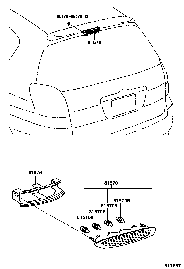 Toyota COROLLA 高位刹车灯 EPC diagram — 811897