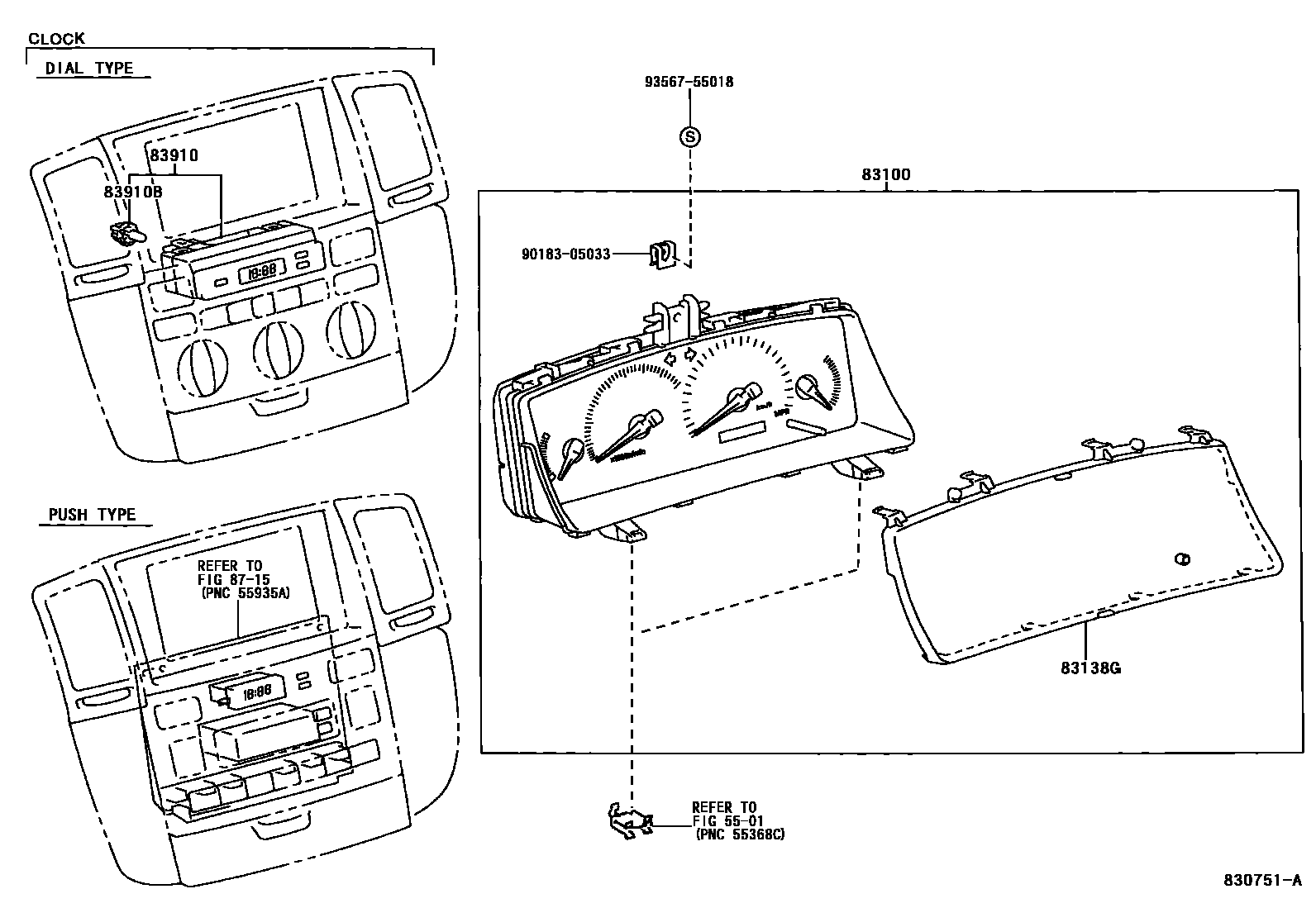 Toyota COROLLA 仪表 EPC diagram — 830751A