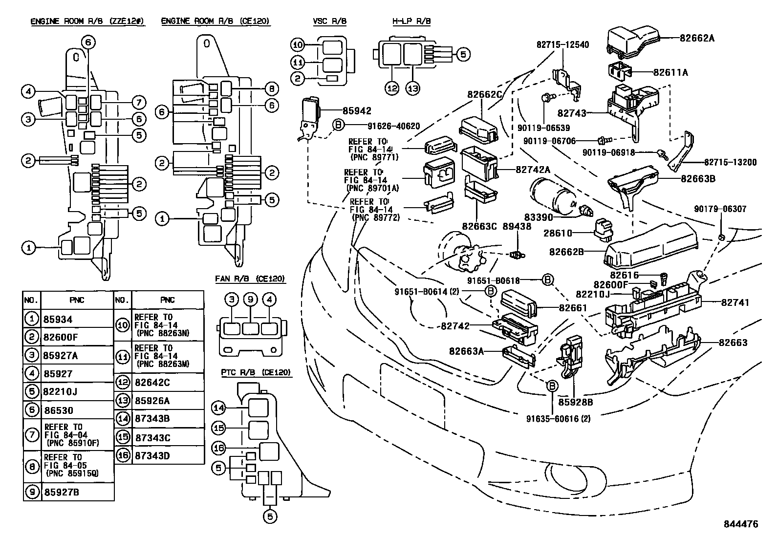 Toyota COROLLA 开关和继电器和ECU EPC diagram — 844476