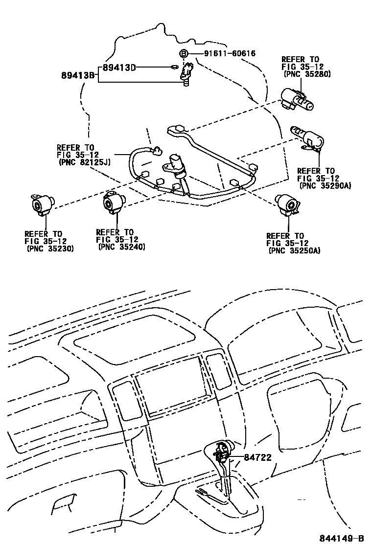 Toyota COROLLA 超速档和电子控制变速器 EPC diagram — 844149B