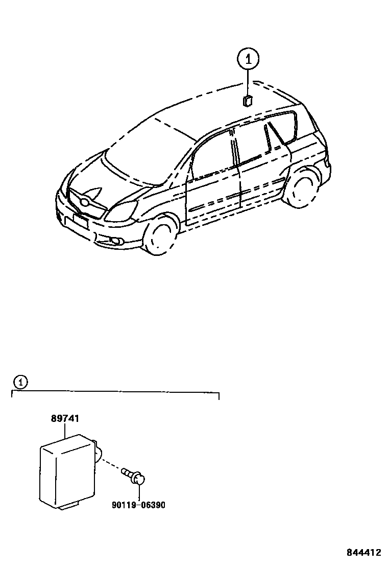 Toyota COROLLA 遥控门锁 EPC diagram — 844412