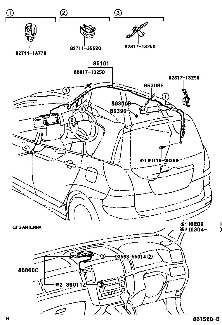 Toyota COROLLA antenna EPC diagram — 861520B