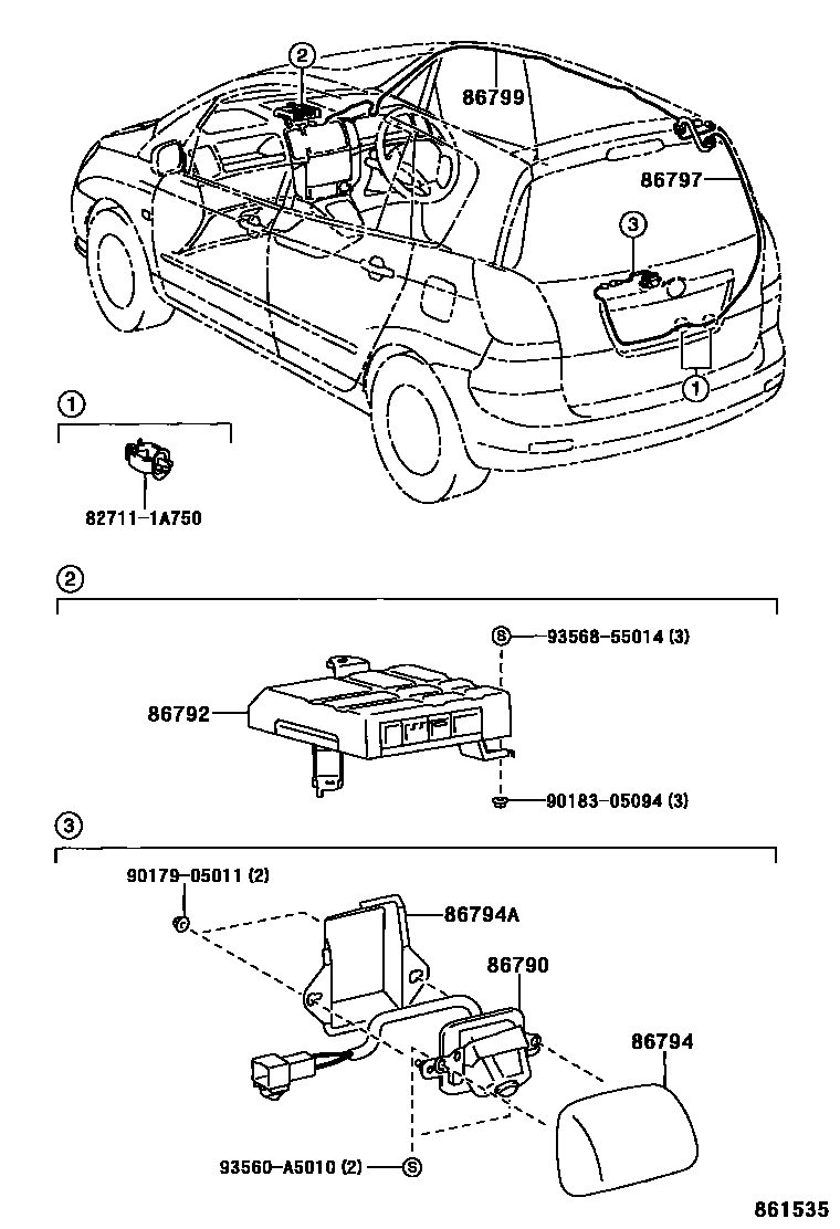 Toyota COROLLA 倒车影像和摄像头 EPC diagram — 861535