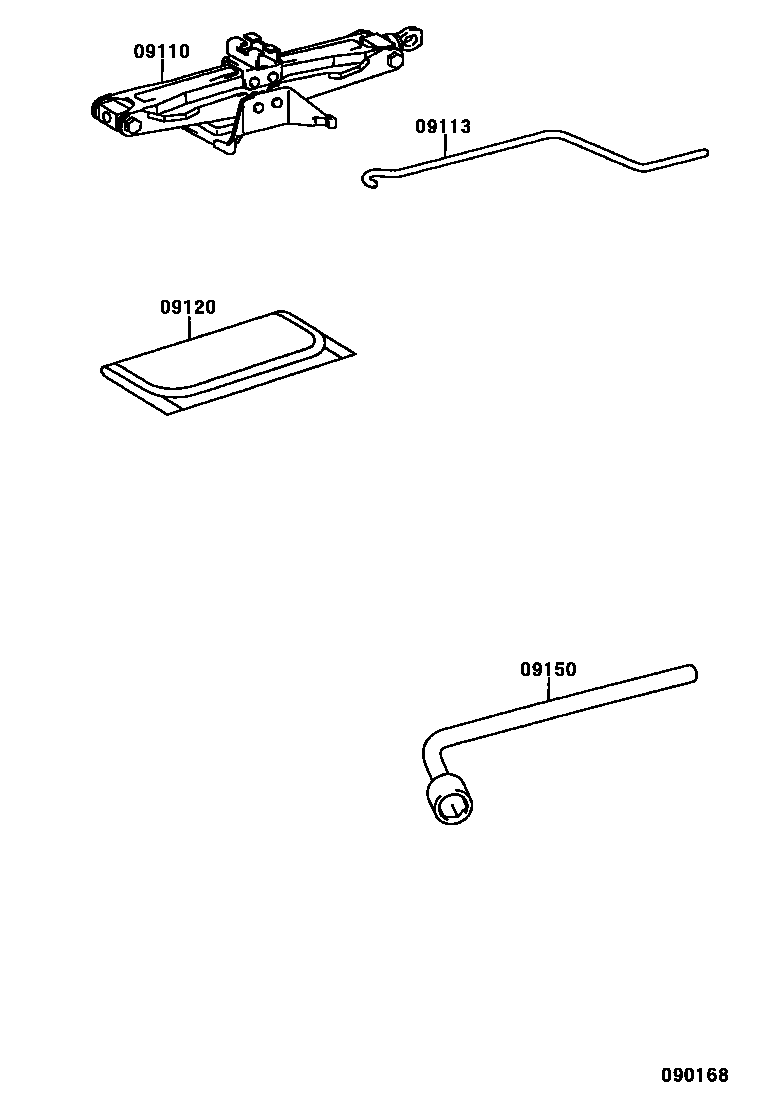 Toyota COROLLA Standard Tools EPC diagram — 090168