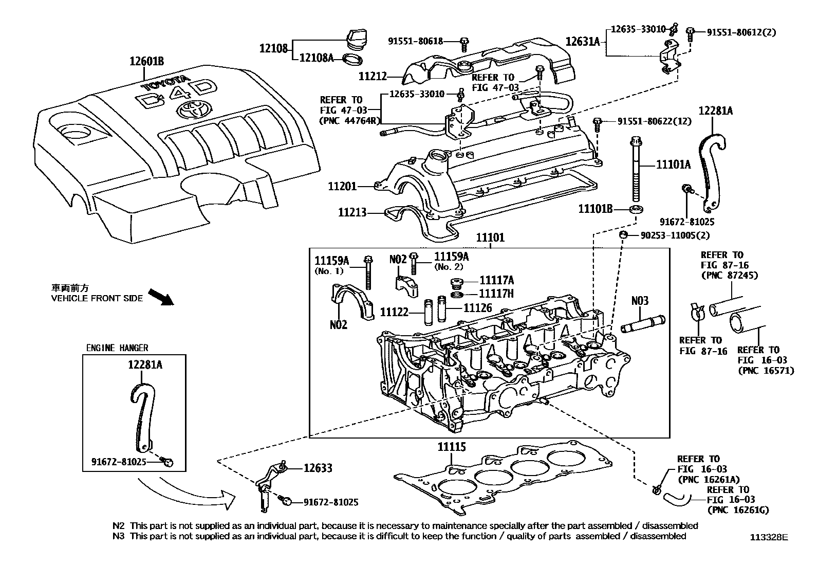 Toyota COROLLA Cylinder Head EPC diagram — 113328E