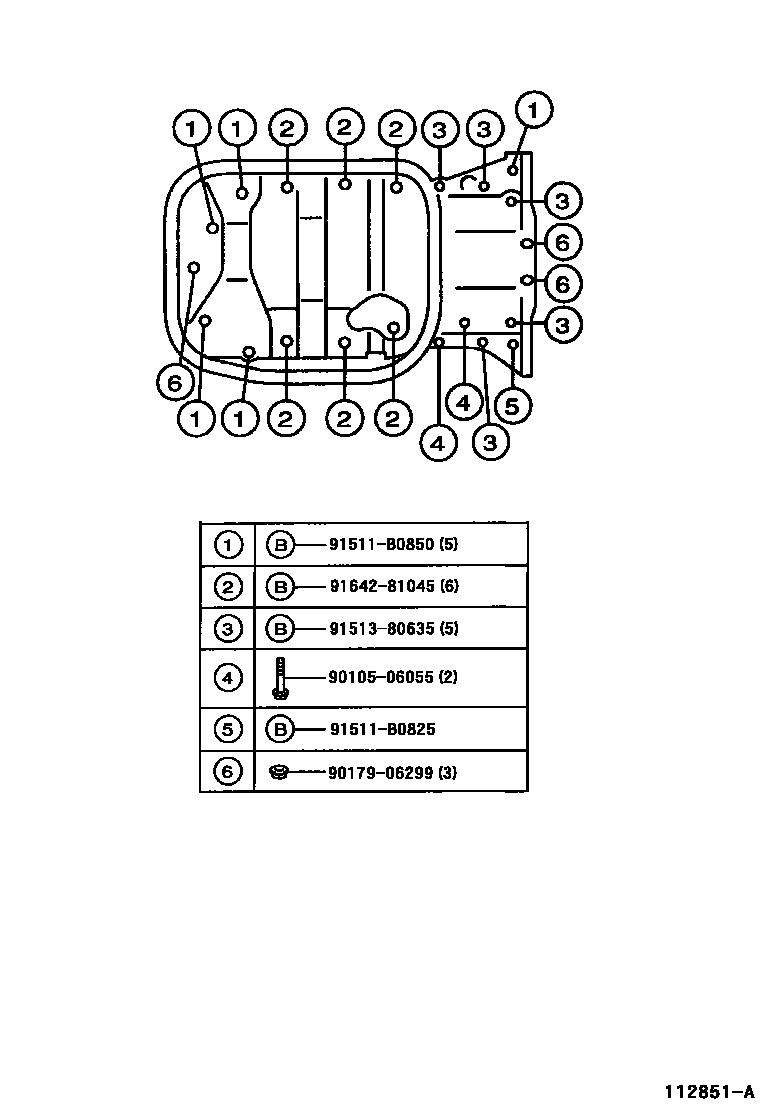 Toyota COROLLA Cylinder Block EPC diagram — 112851A