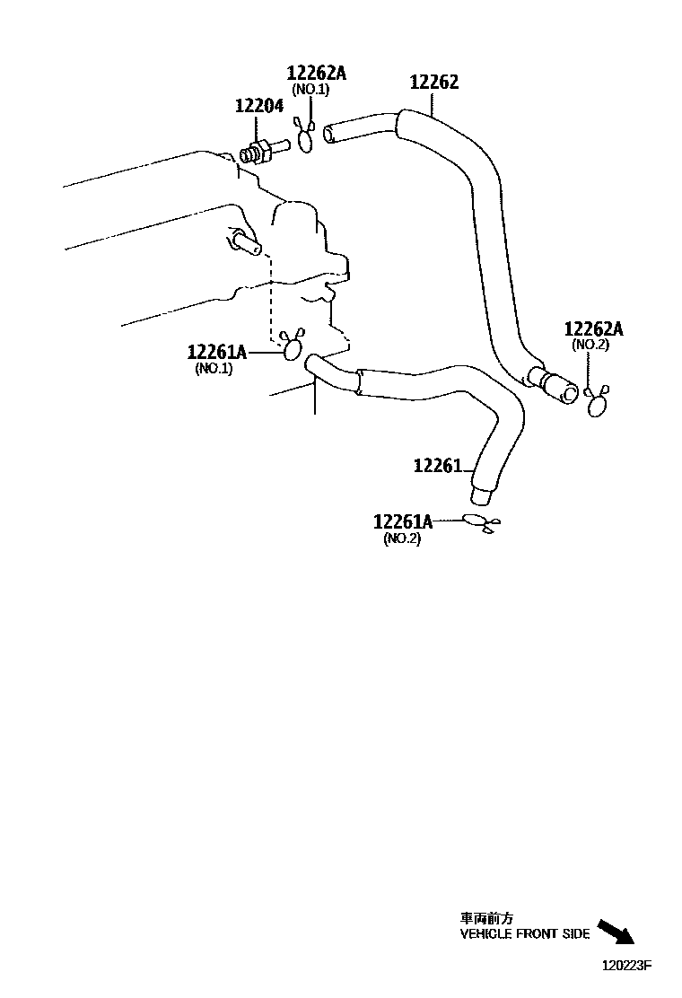 Toyota COROLLA Ventilation Hose EPC diagram — 120223F