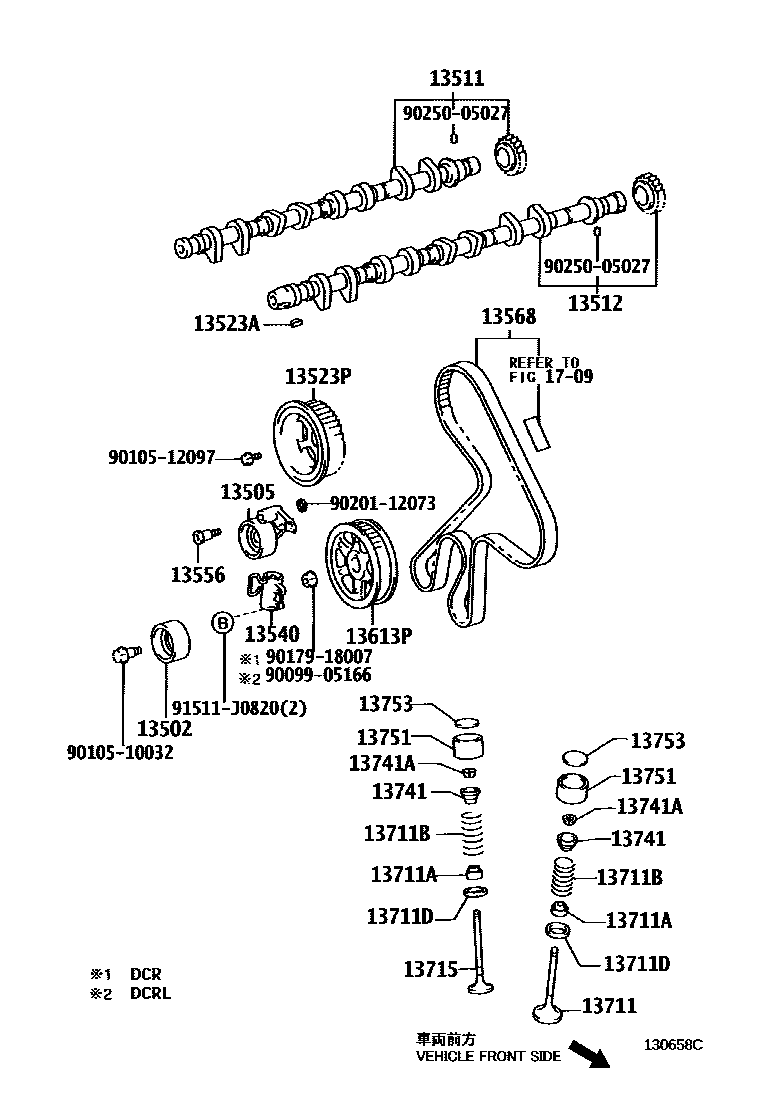 Toyota COROLLA Camshaft & Valve EPC diagram — 130658C