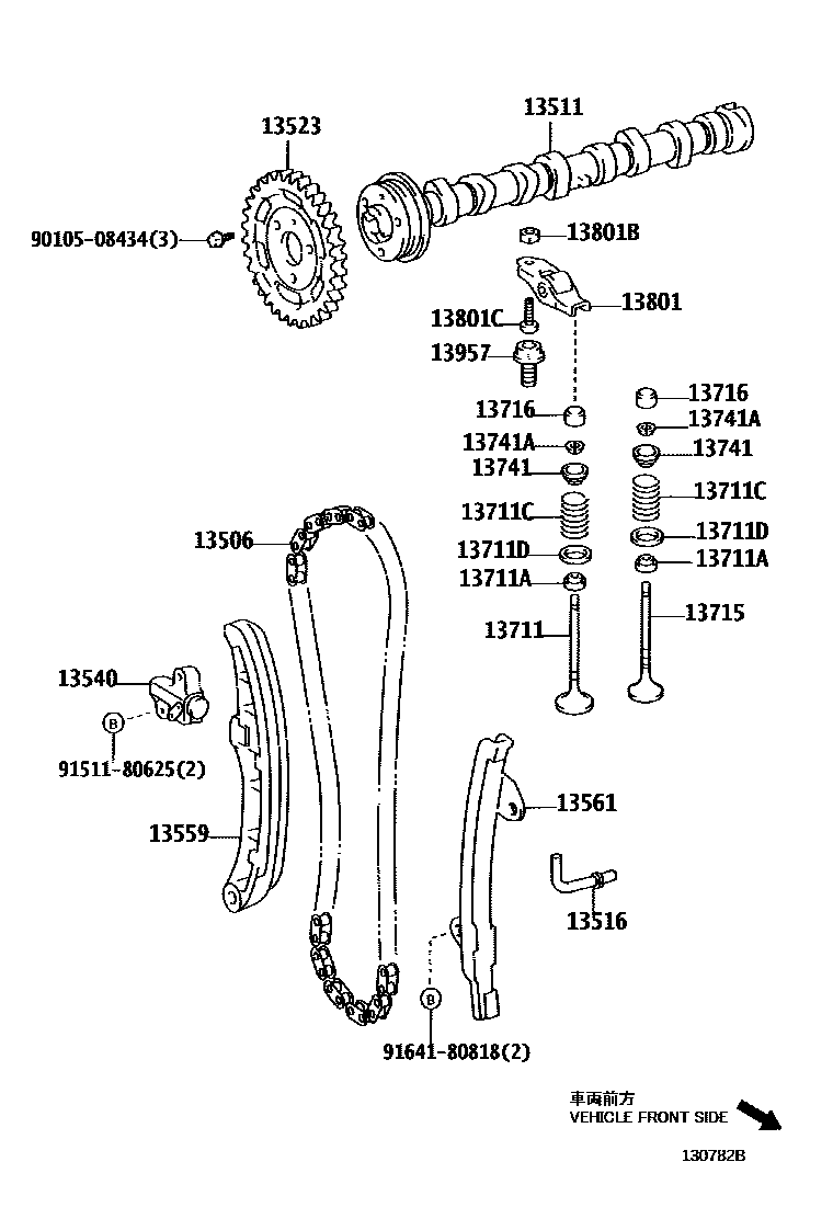 Toyota COROLLA Camshaft & Valve EPC diagram — 130782B