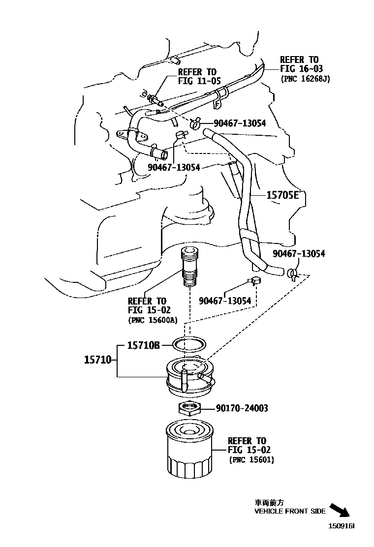 Toyota COROLLA Engine Oil Cooler EPC diagram — 150916I