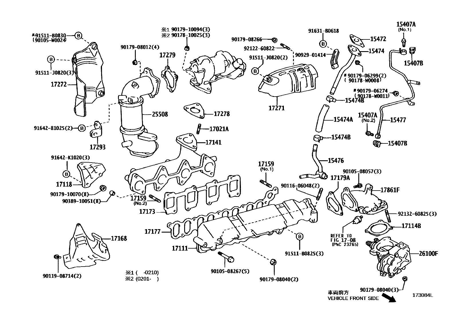 Toyota COROLLA Manifold EPC diagram — 173084L