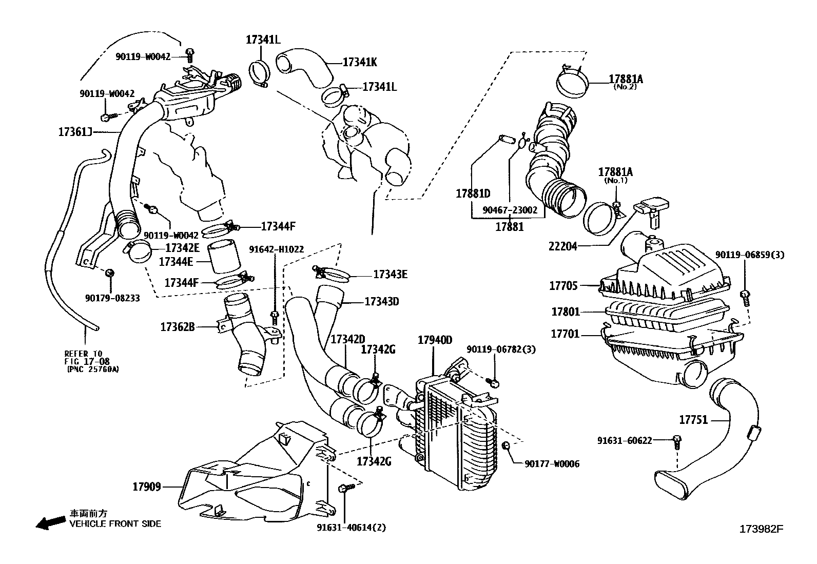 Toyota COROLLA Air Cleaner EPC diagram — 173982F