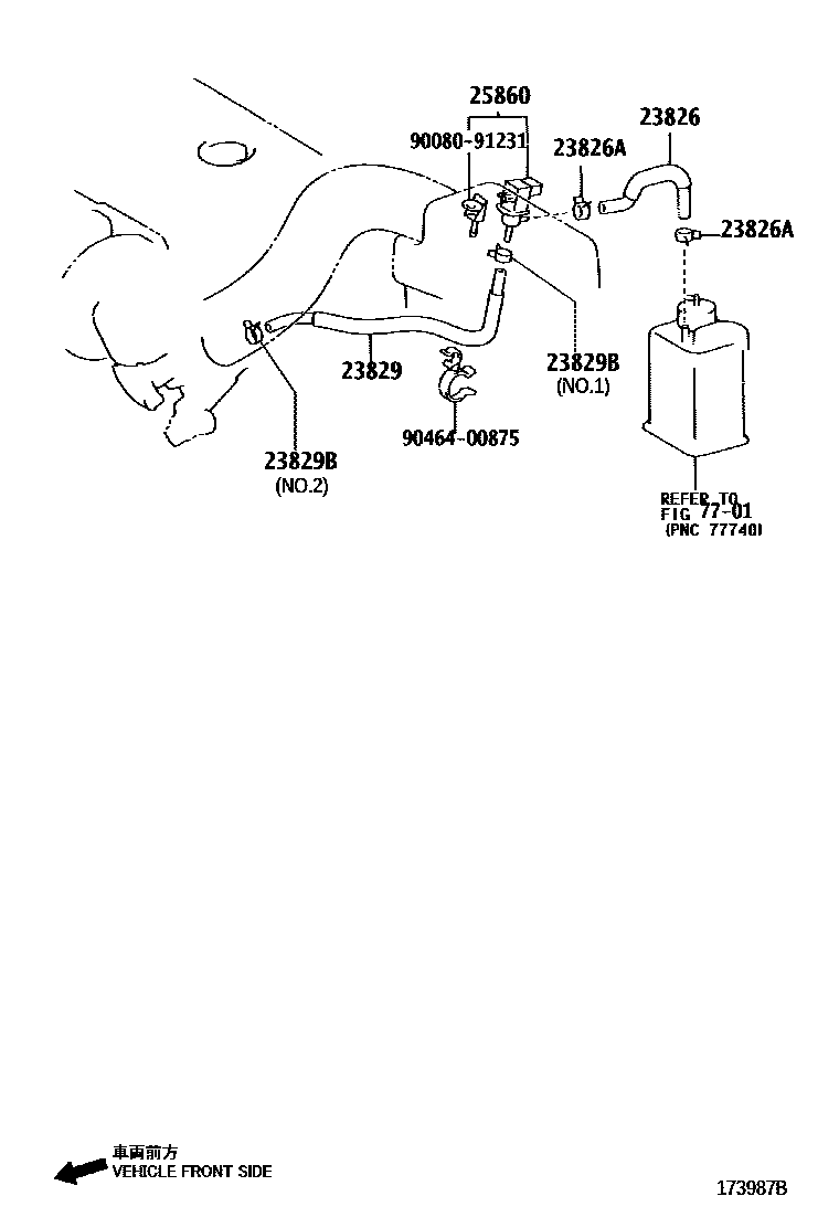 Toyota COROLLA vacuum tube EPC diagram — 173987B