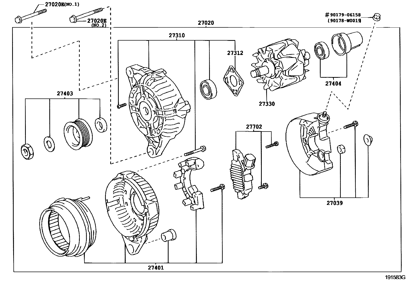 Toyota COROLLA Alternator EPC diagram — 191583G