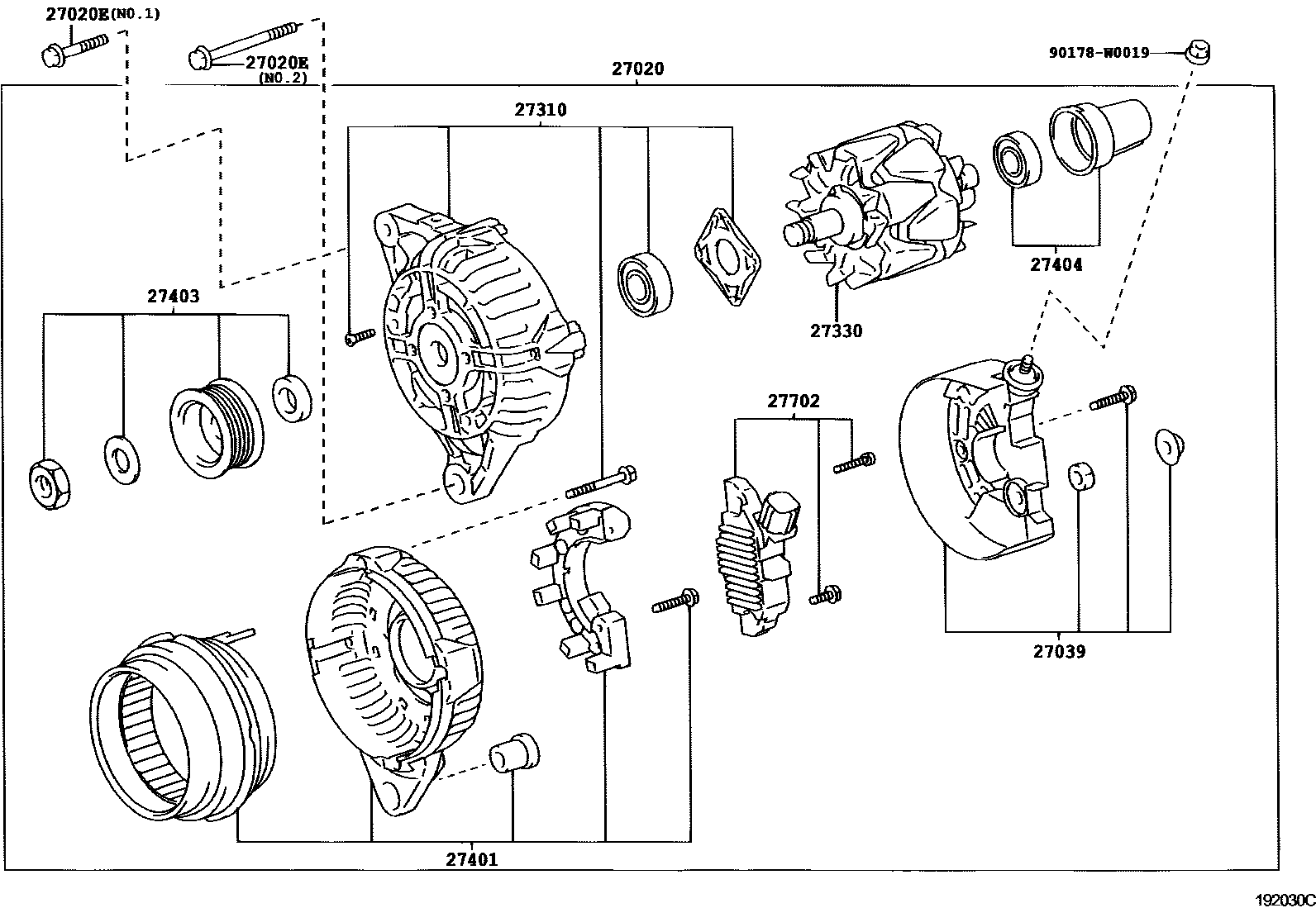 Toyota COROLLA Alternator EPC diagram — 192030C