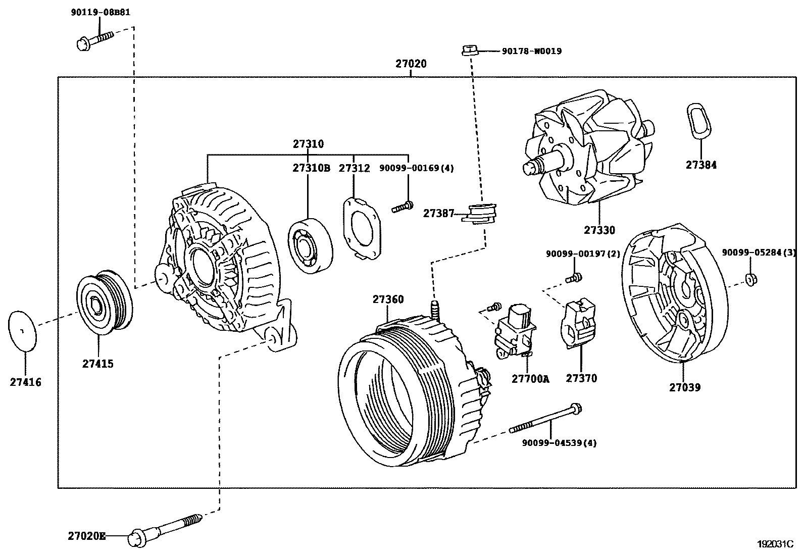 Toyota COROLLA Alternator EPC diagram — 192031C