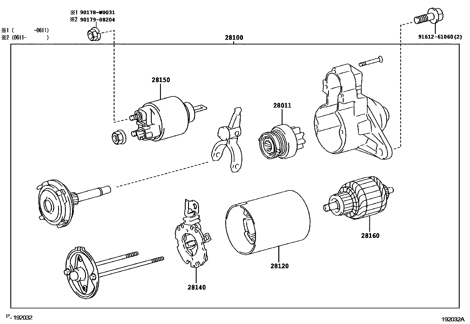 Toyota COROLLA 起动机 EPC diagram — 192032A