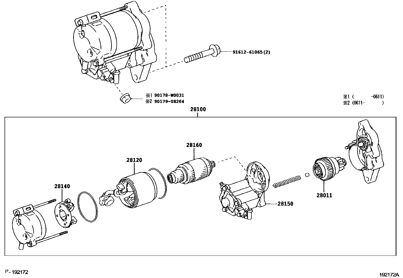 Toyota COROLLA 起动机 EPC diagram — 192172A