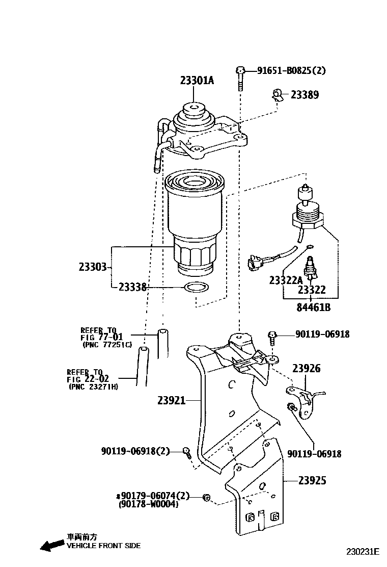 Toyota COROLLA fuel filter EPC diagram — 230231E