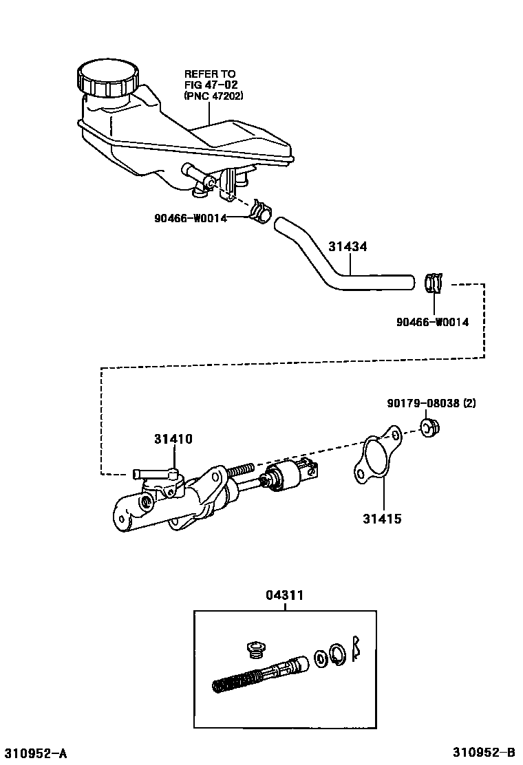 Toyota COROLLA 离合器总泵 EPC diagram — 310952B