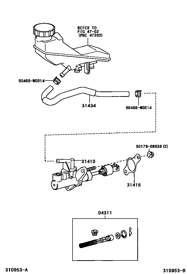 Toyota COROLLA 离合器总泵 EPC diagram — 310953B