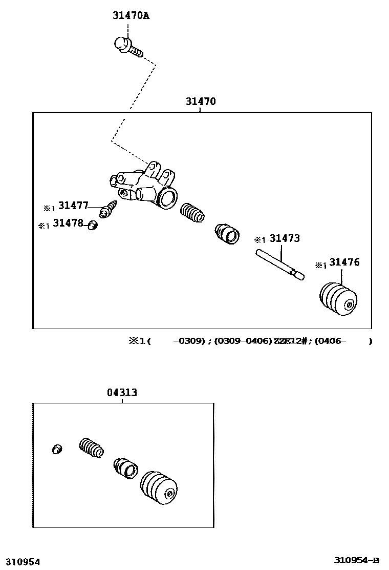Toyota COROLLA 离合器分离缸 EPC diagram — 310954B