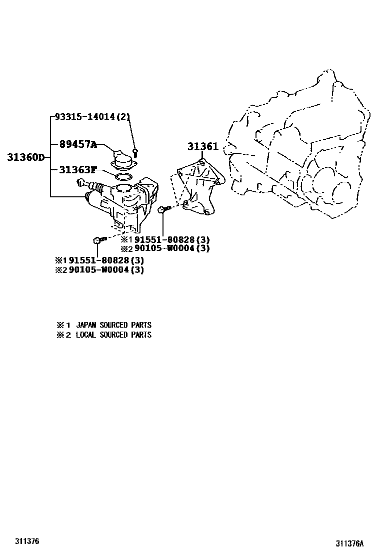Toyota COROLLA FREE TRONIC系统 EPC diagram — 311376A