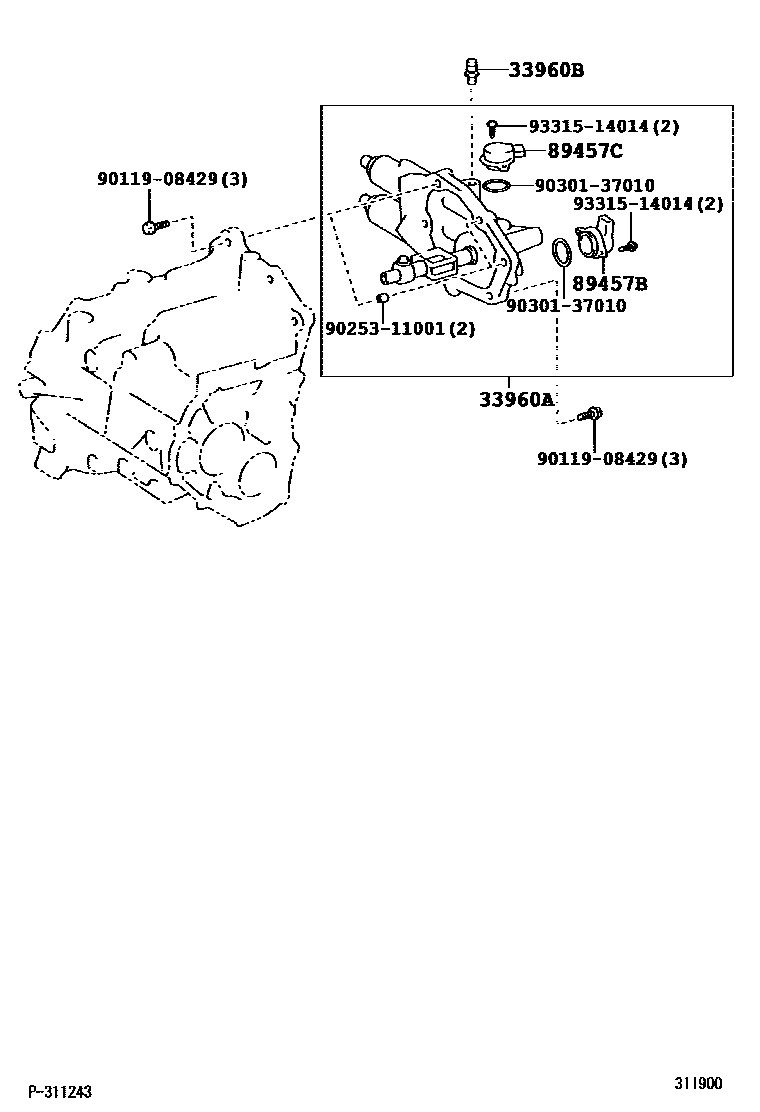 Toyota COROLLA 泵和执行器、顺序变速器或多模式手动传动桥 EPC diagram — 311900