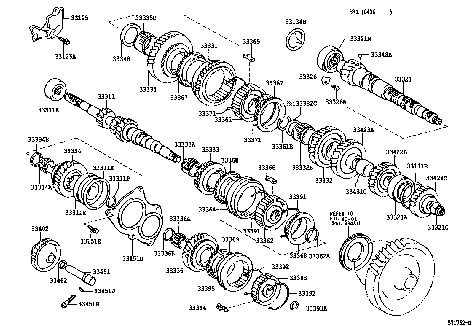 Toyota COROLLA 变速器齿轮(MTM) EPC diagram — 331762D