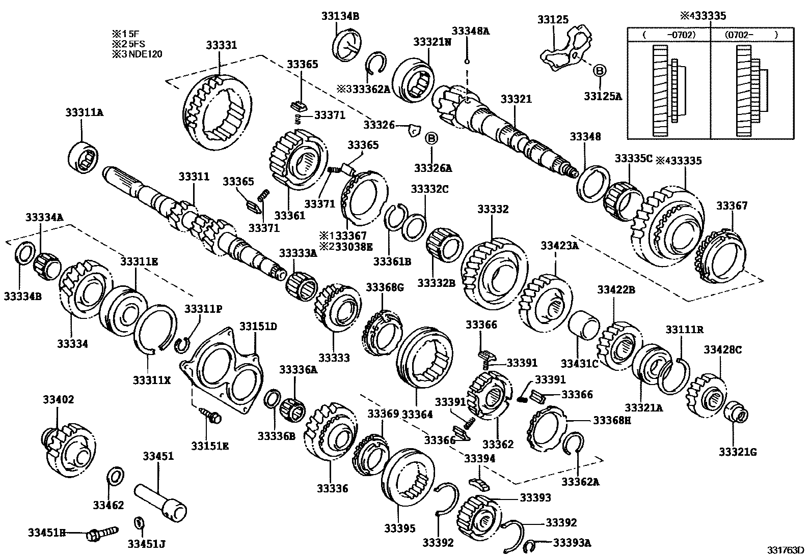 Toyota COROLLA 变速器齿轮(MTM) EPC diagram — 331763D
