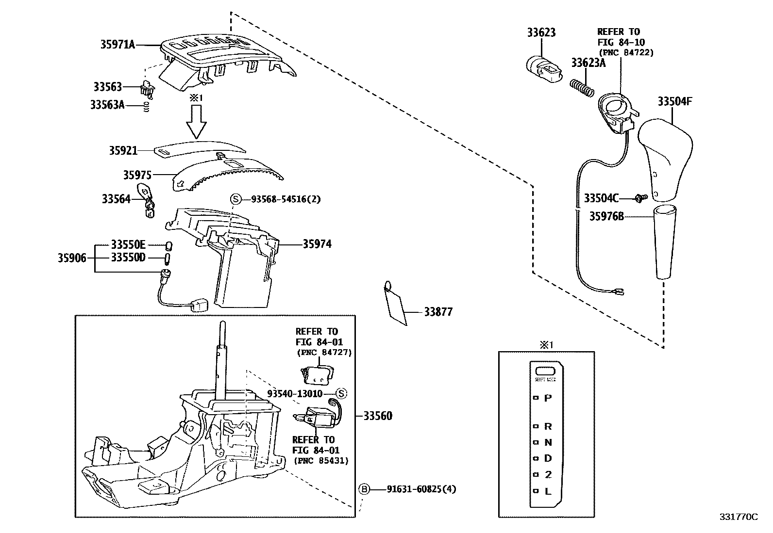 Toyota COROLLA Shift Lever & Retainer EPC diagram — 331770C