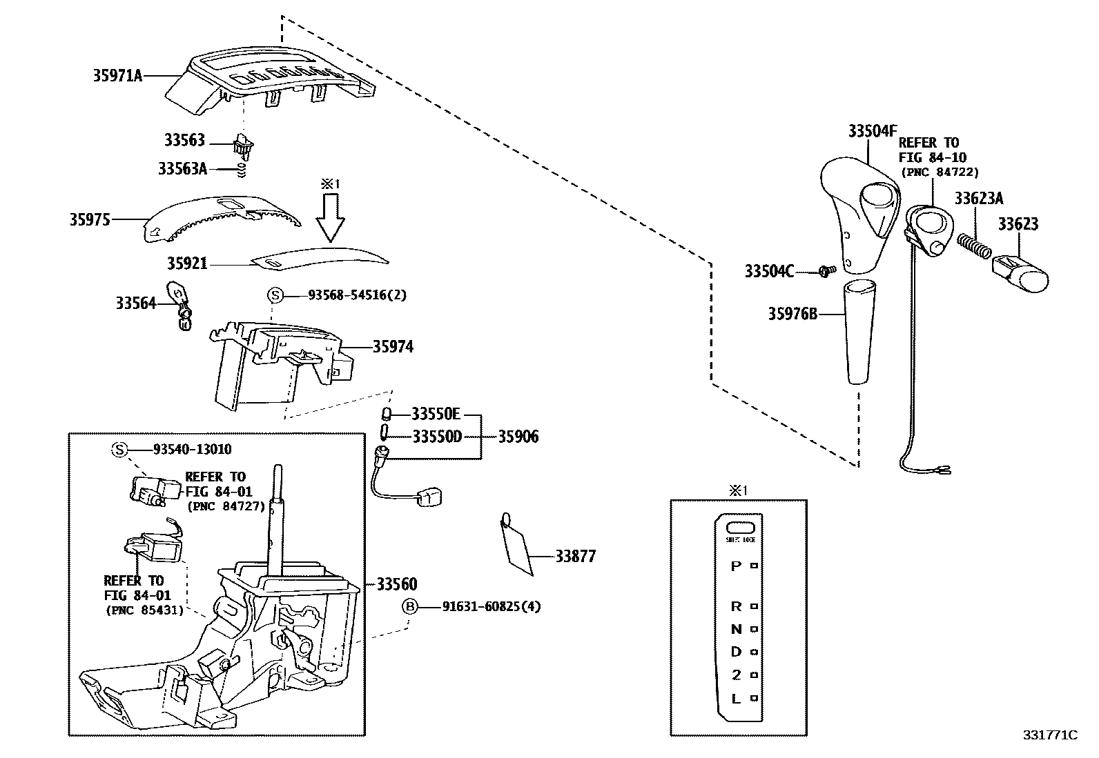 Toyota COROLLA Shift Lever & Retainer EPC diagram — 331771C