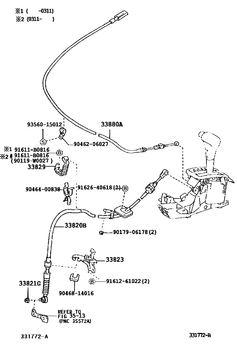 Toyota COROLLA Shift Lever & Retainer EPC diagram — 331772B