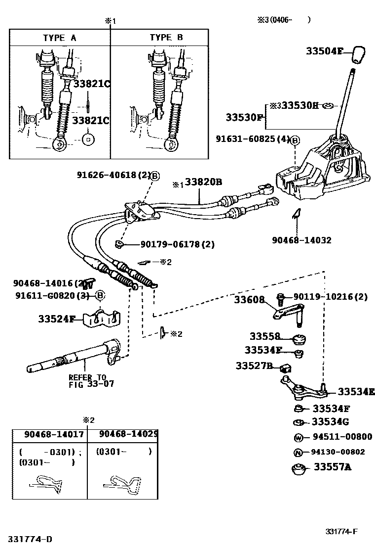 Toyota COROLLA Shift Lever & Retainer EPC diagram — 331774G