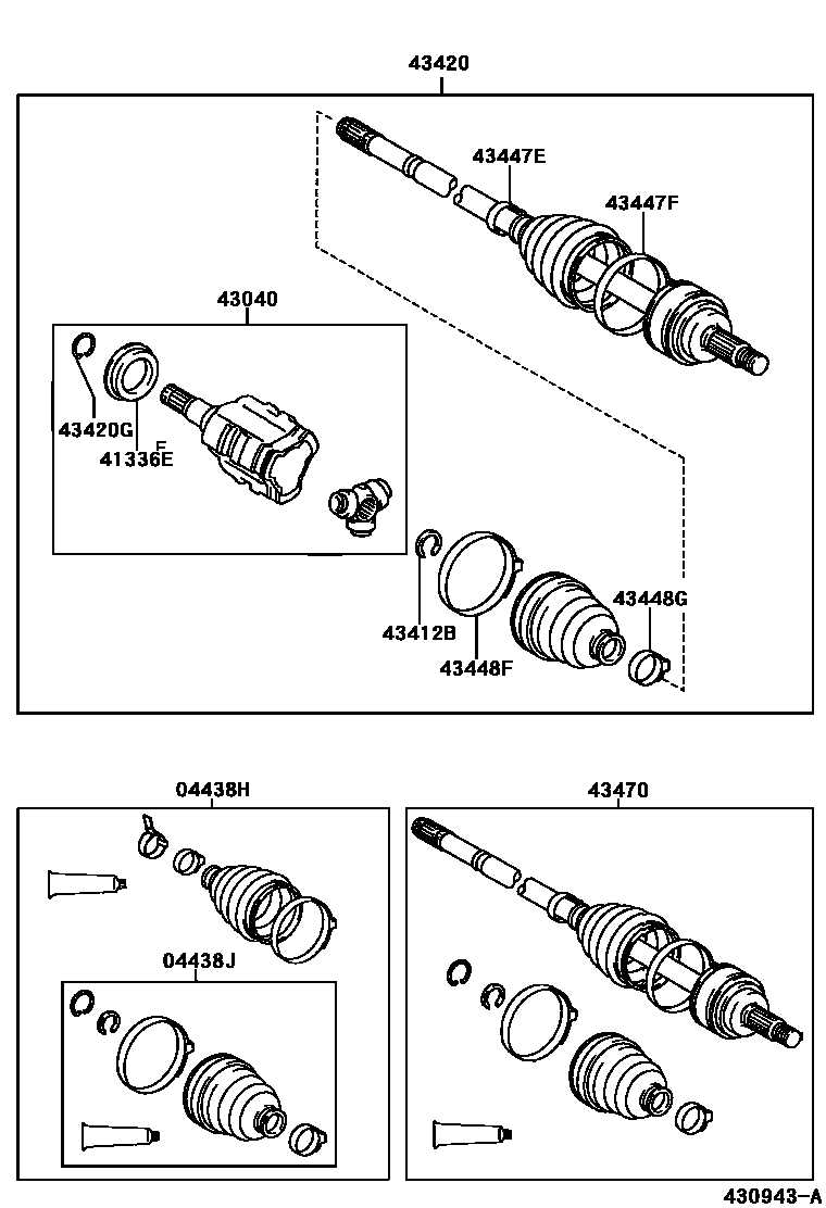 Toyota COROLLA Front Drive Shaft EPC diagram — 430943A