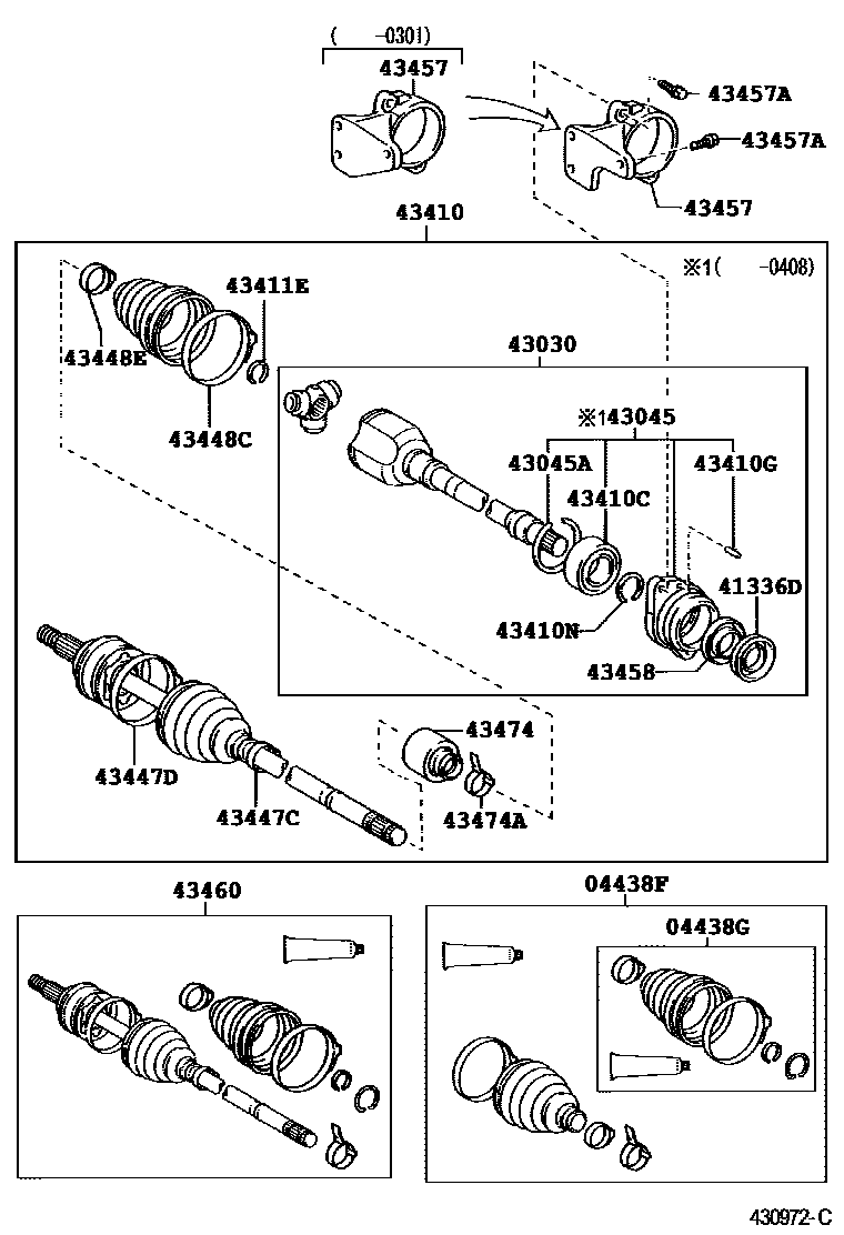 Toyota COROLLA Front Drive Shaft EPC diagram — 430972C