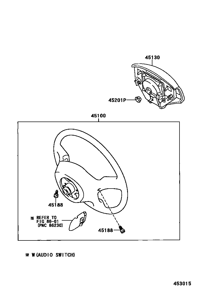 Toyota COROLLA Steering Wheel EPC diagram — 453015