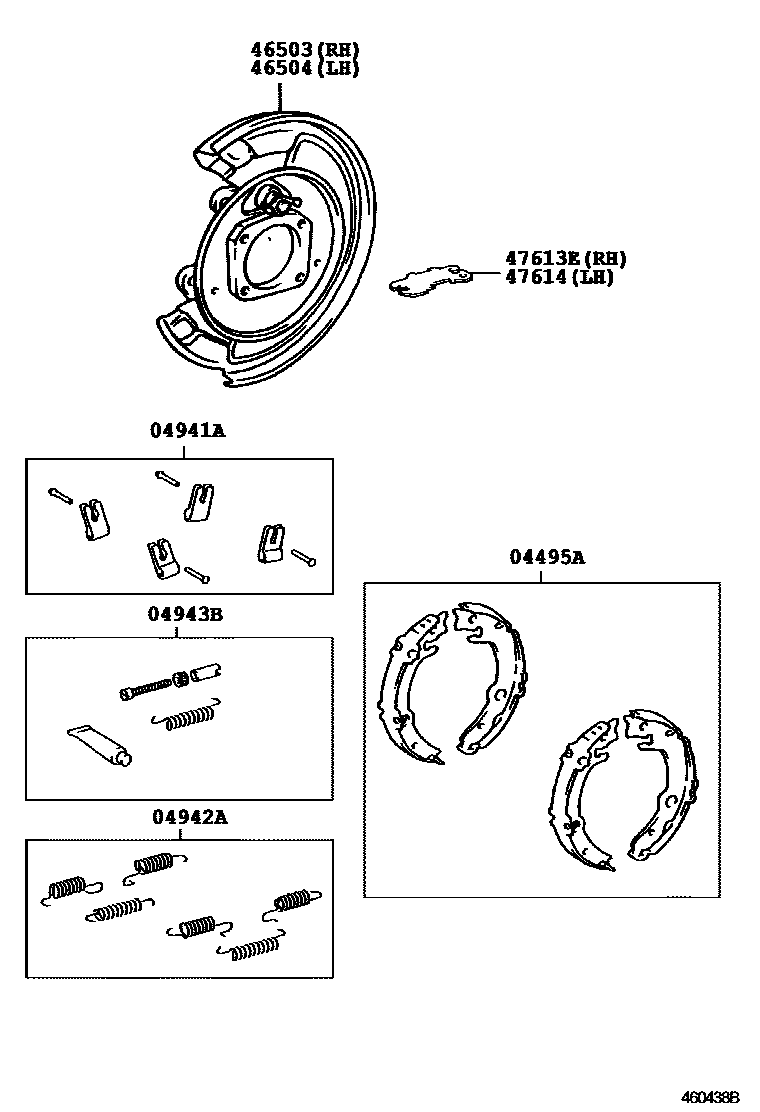 Toyota COROLLA Parking Brake & Cable EPC diagram — 460438B