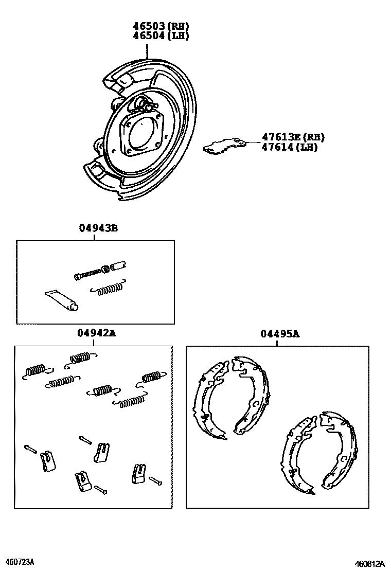 Toyota COROLLA Parking Brake & Cable EPC diagram — 460812A