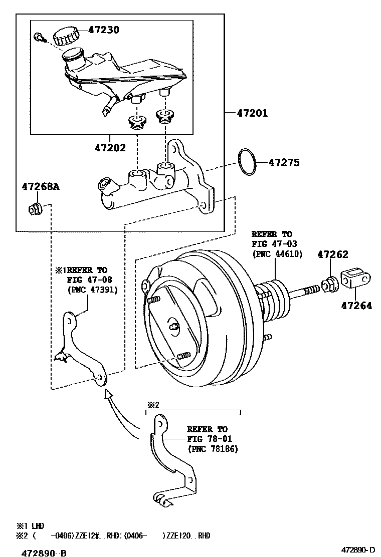 Toyota COROLLA 制动总泵 EPC diagram — 472890D