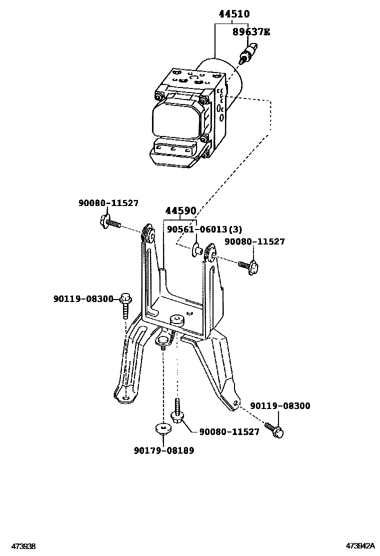 Toyota COROLLA 制动配管和卡箍 EPC diagram — 473942A