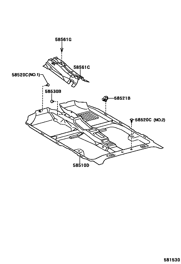 Toyota COROLLA 地板垫和地毯 EPC diagram — 581530
