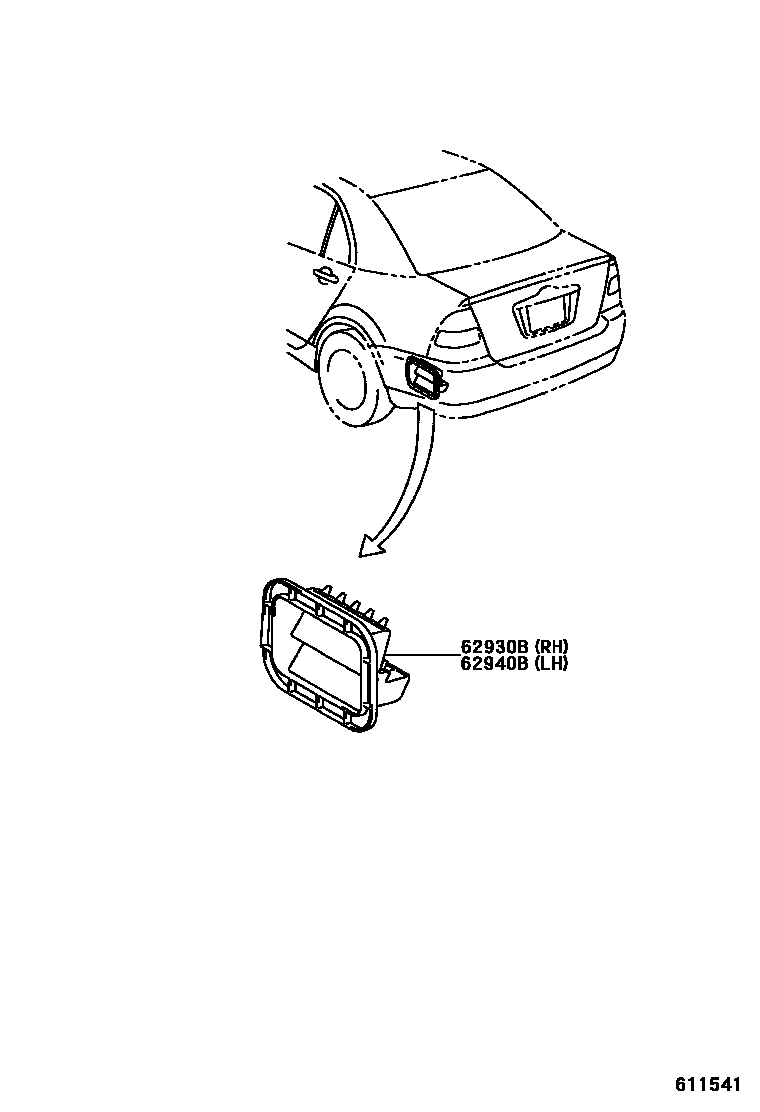 Toyota COROLLA 车侧通风装置 EPC diagram — 611541