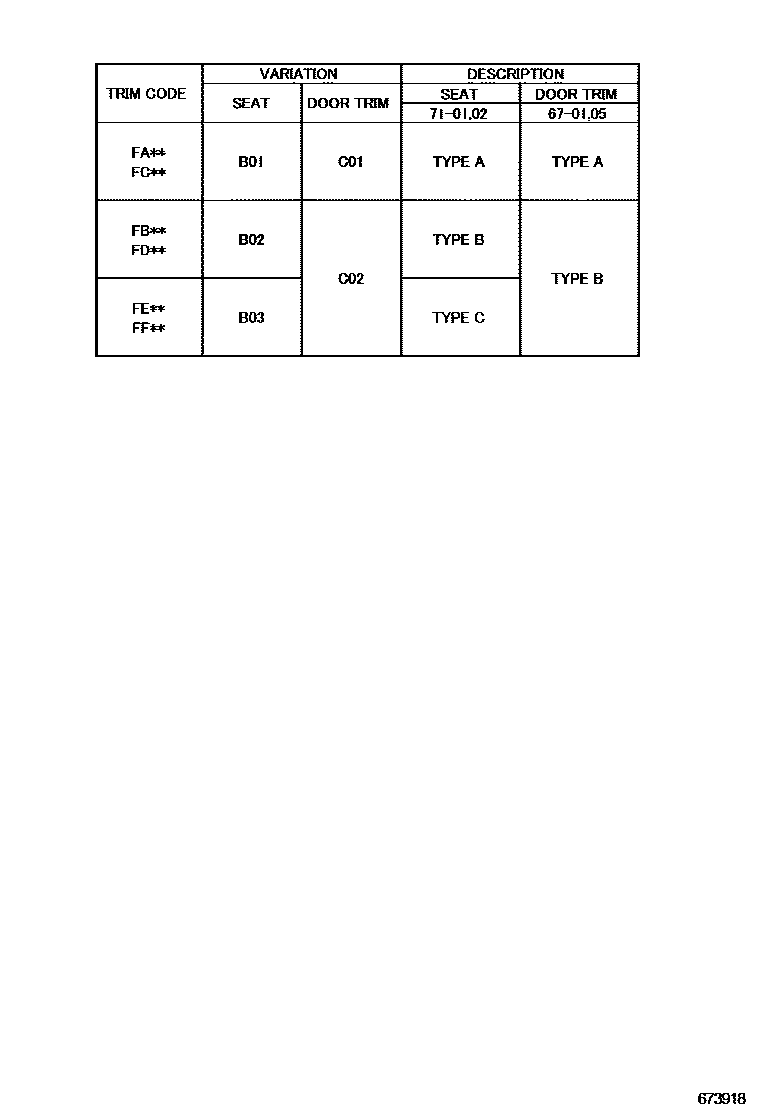 Toyota COROLLA 前门板和前门玻璃 EPC diagram — 673918