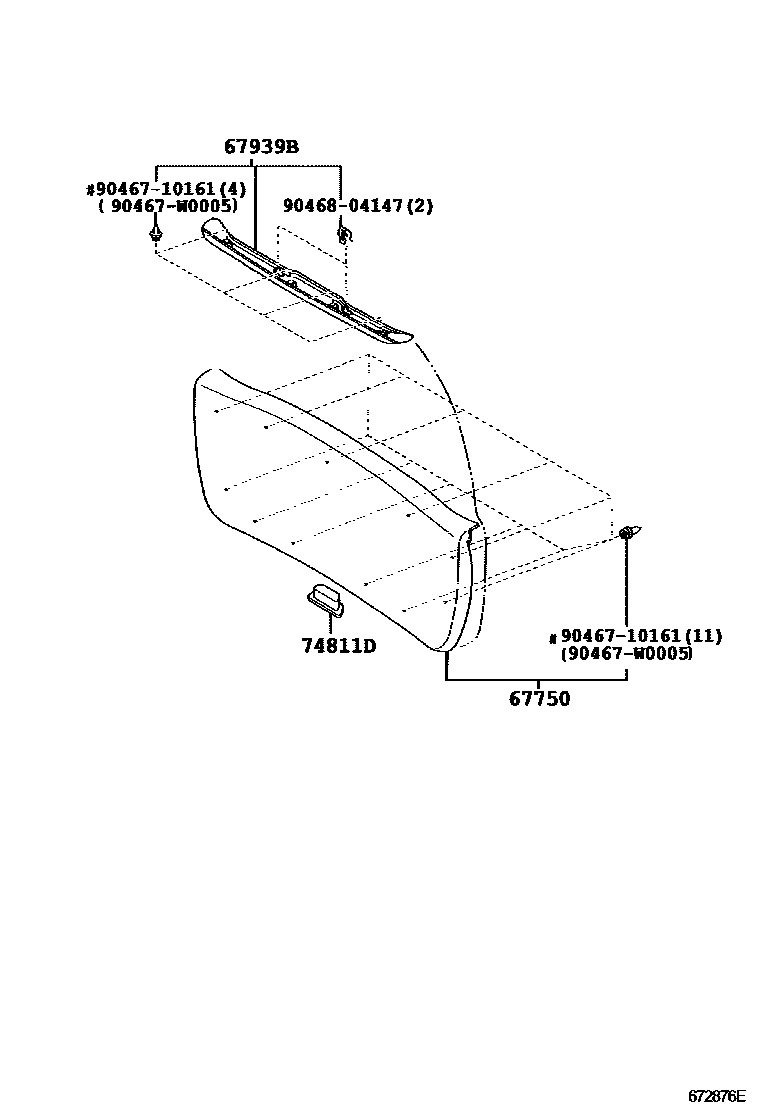 Toyota COROLLA 背门板和背门玻璃 EPC diagram — 672876E