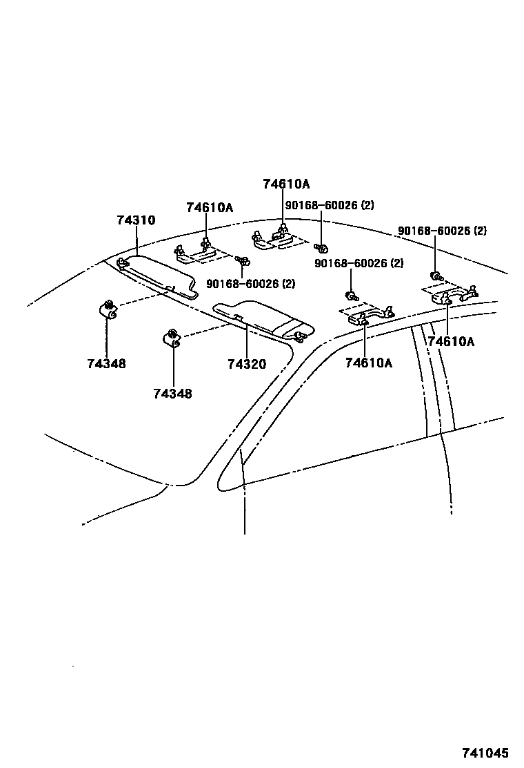 Toyota COROLLA 扶手和遮阳板 EPC diagram — 741045