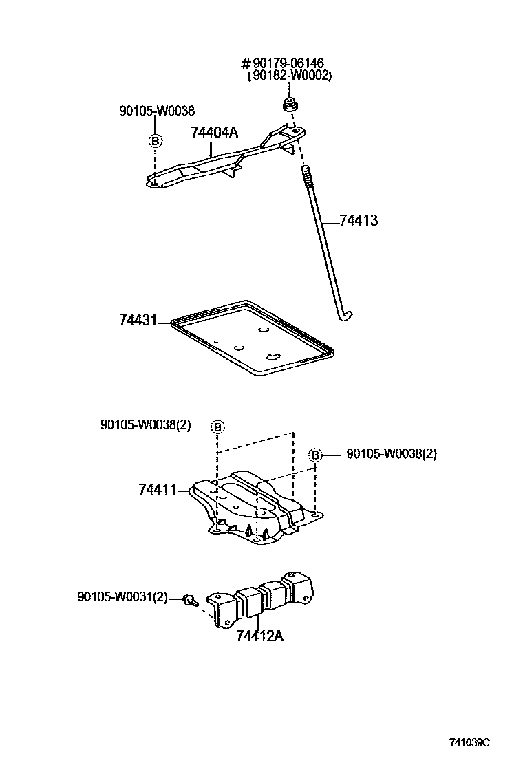 Toyota COROLLA battery holder EPC diagram — 741039C