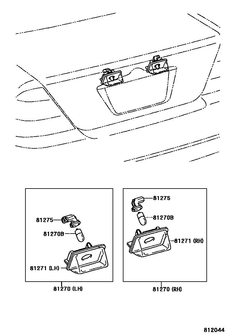 Toyota COROLLA 后牌照灯 EPC diagram — 812044