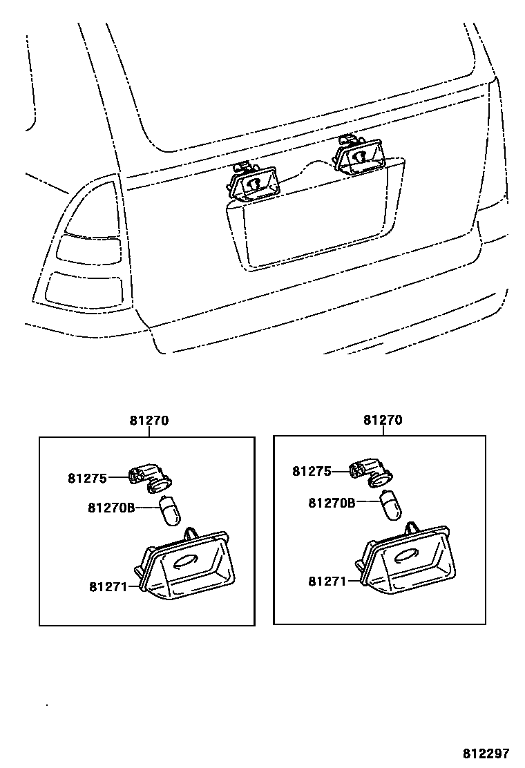 Toyota COROLLA 后牌照灯 EPC diagram — 812297