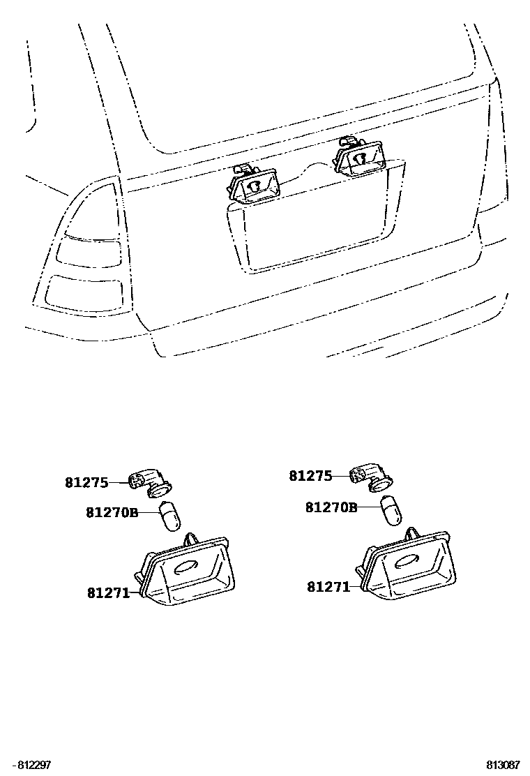 Toyota COROLLA 后牌照灯 EPC diagram — 813087